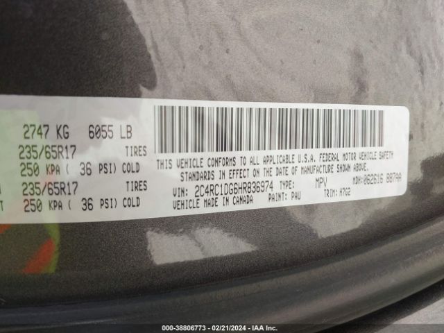 Photo 8 VIN: 2C4RC1DG6HR836974 - CHRYSLER PACIFICA 