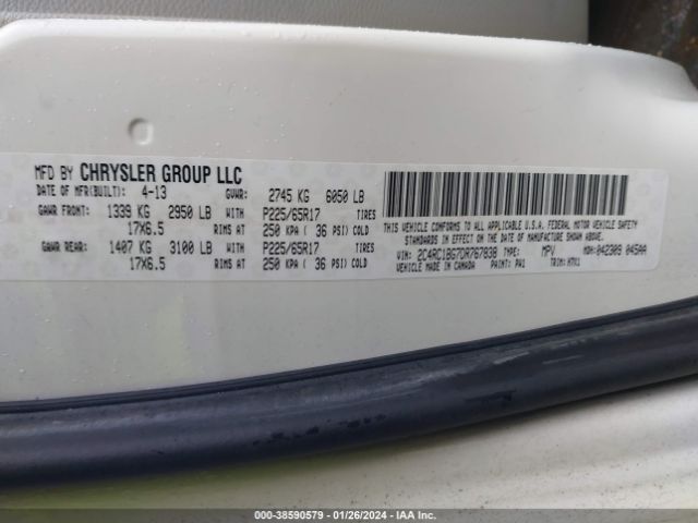 Photo 8 VIN: 2C4RC1DG7DR767838 - CHRYSLER TOWN & COUNTRY 