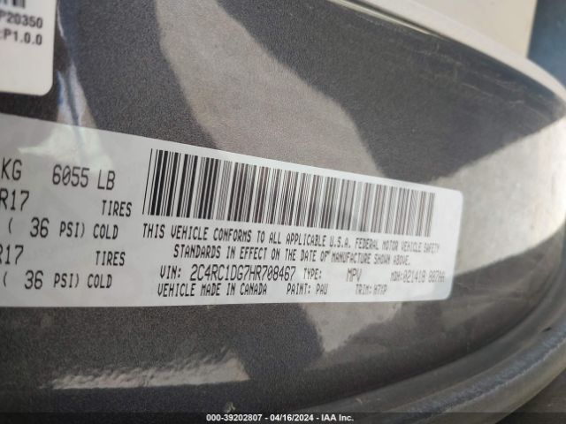 Photo 8 VIN: 2C4RC1DG7HR708467 - CHRYSLER PACIFICA 