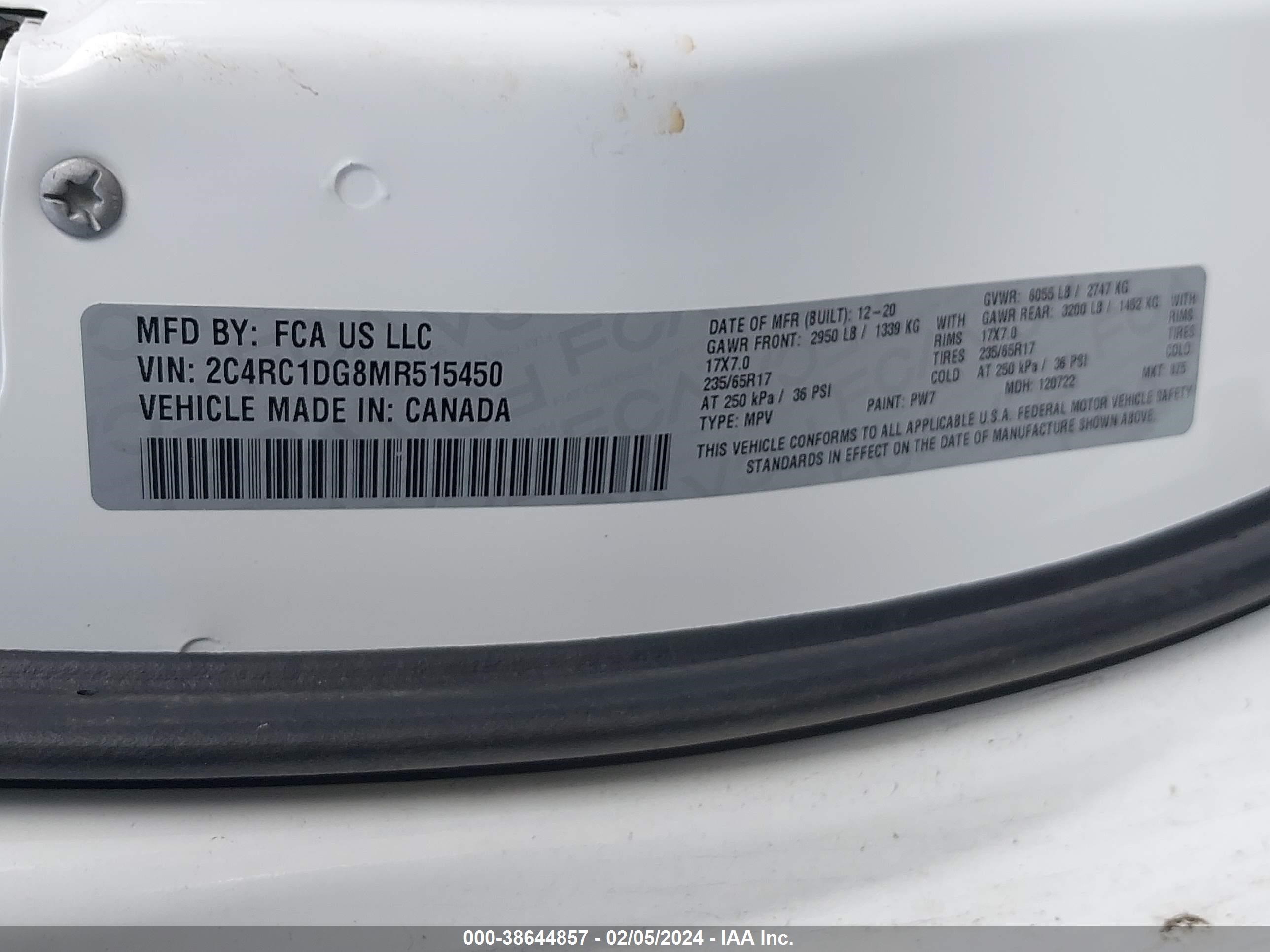 Photo 8 VIN: 2C4RC1DG8MR515450 - CHRYSLER VOYAGER 