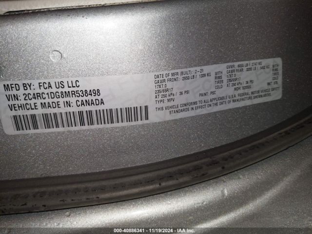 Photo 8 VIN: 2C4RC1DG8MR538498 - CHRYSLER VOYAGER 