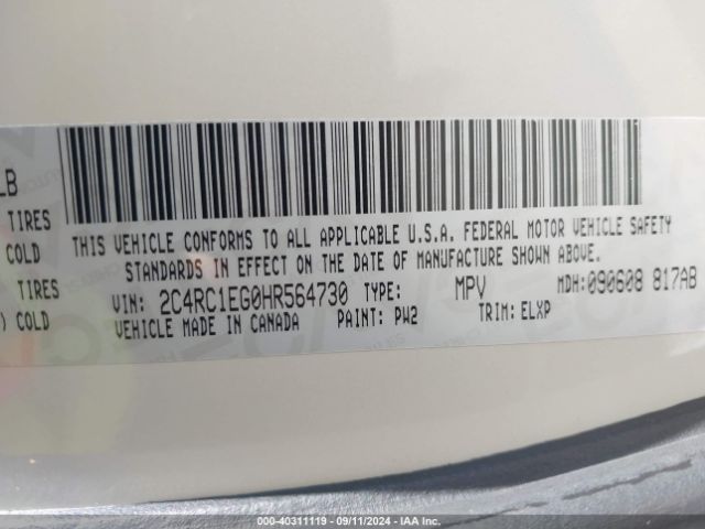 Photo 8 VIN: 2C4RC1EG0HR564730 - CHRYSLER PACIFICA 