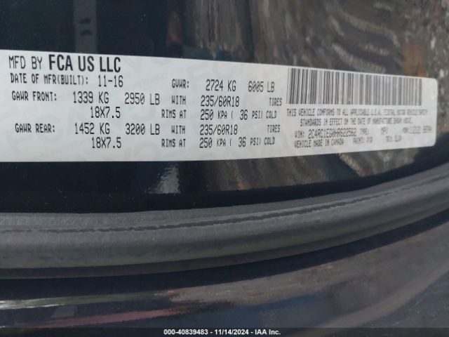 Photo 8 VIN: 2C4RC1EG0HR622562 - CHRYSLER PACIFICA 