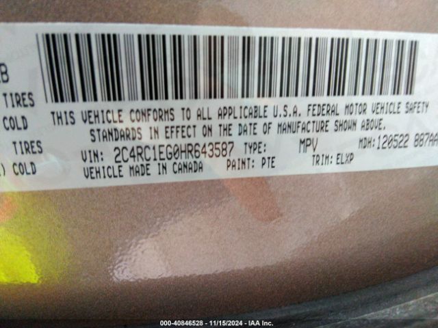 Photo 8 VIN: 2C4RC1EG0HR643587 - CHRYSLER PACIFICA 