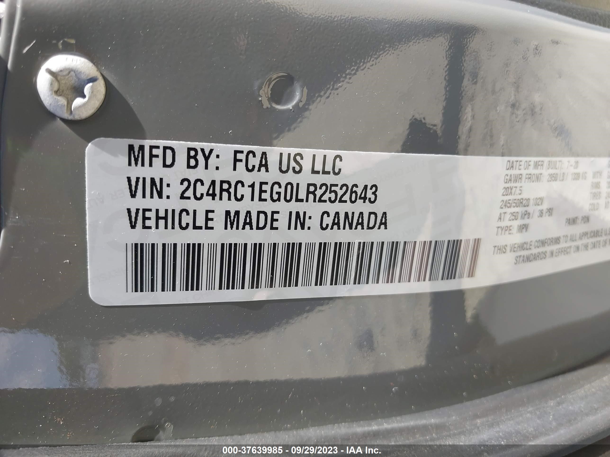 Photo 8 VIN: 2C4RC1EG0LR252643 - CHRYSLER PACIFICA 