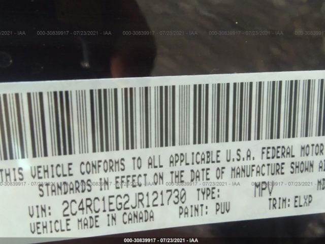 Photo 8 VIN: 2C4RC1EG2JR121730 - CHRYSLER PACIFICA 