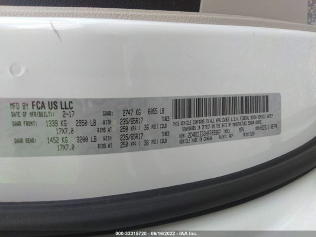 Photo 8 VIN: 2C4RC1EG3HR705967 - CHRYSLER PACIFICA 