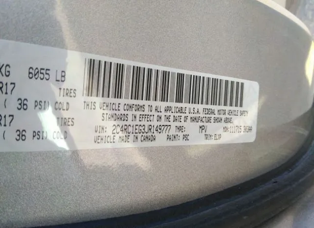 Photo 8 VIN: 2C4RC1EG3JR149777 - CHRYSLER PACIFICA 