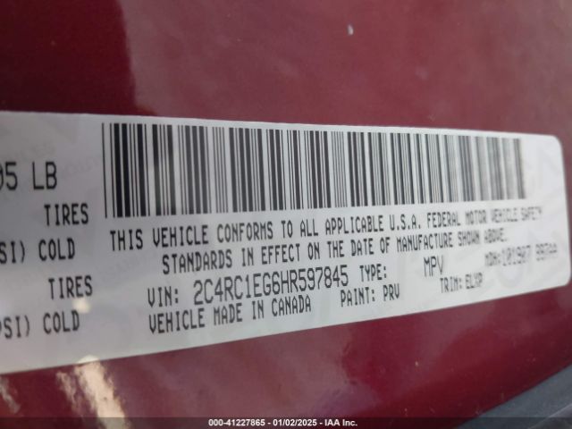 Photo 8 VIN: 2C4RC1EG6HR597845 - CHRYSLER PACIFICA 