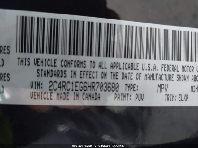 Photo 8 VIN: 2C4RC1EG6HR703680 - CHRYSLER PACIFICA 