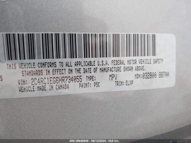 Photo 8 VIN: 2C4RC1EG6HR734055 - CHRYSLER PACIFICA 