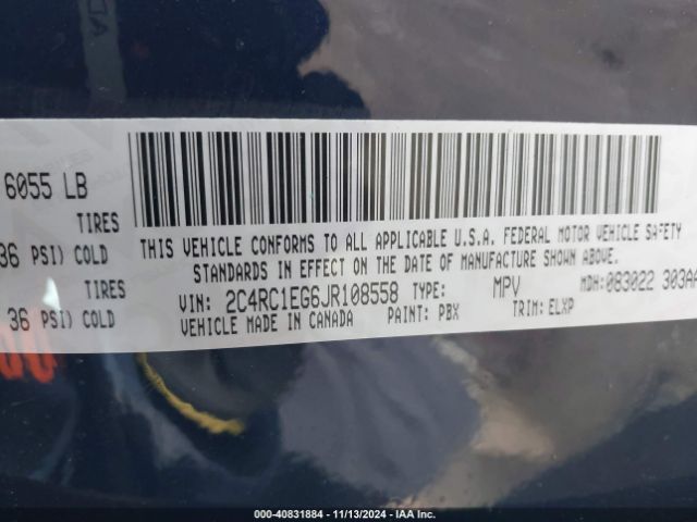 Photo 8 VIN: 2C4RC1EG6JR108558 - CHRYSLER PACIFICA 