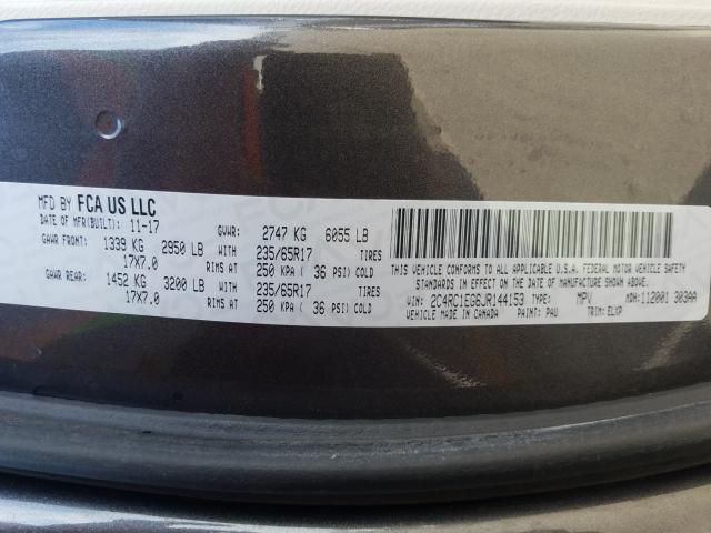 Photo 9 VIN: 2C4RC1EG6JR144153 - CHRYSLER PACIFICA T 