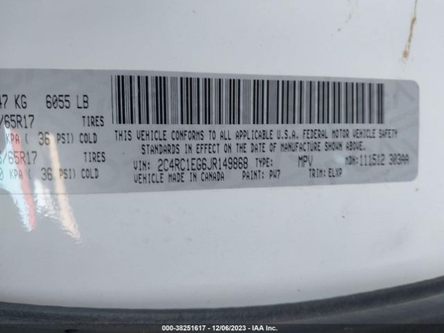 Photo 8 VIN: 2C4RC1EG6JR149868 - CHRYSLER PACIFICA 