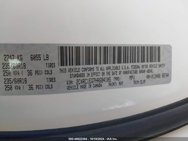 Photo 8 VIN: 2C4RC1EG7HR684105 - CHRYSLER PACIFICA 