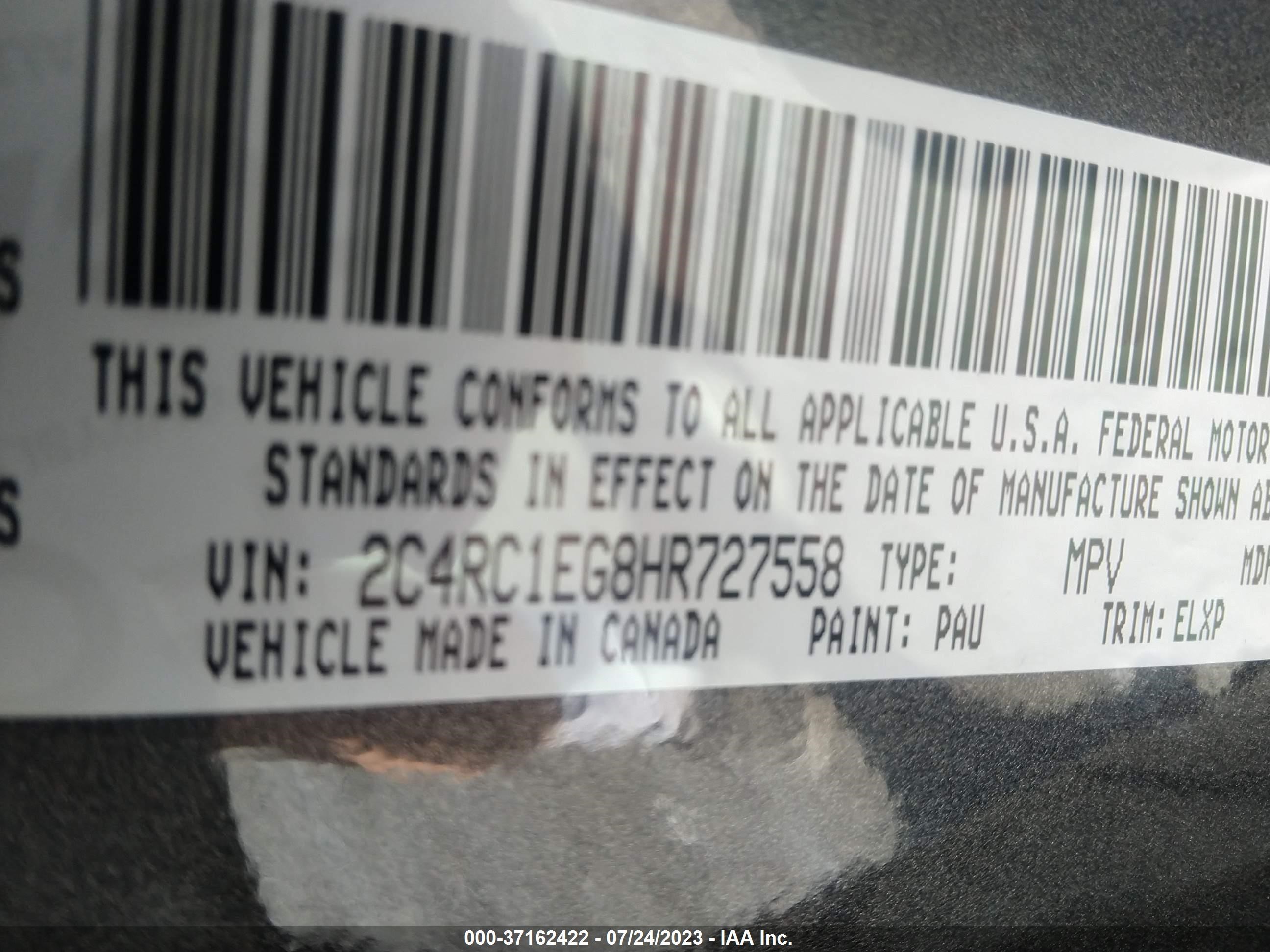 Photo 8 VIN: 2C4RC1EG8HR727558 - CHRYSLER PACIFICA 