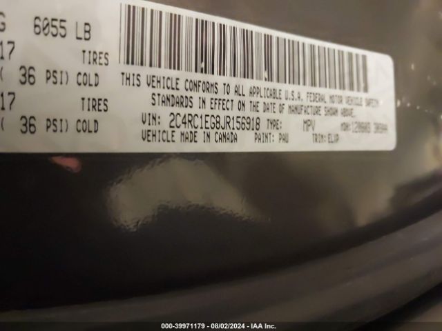 Photo 8 VIN: 2C4RC1EG8JR156918 - CHRYSLER PACIFICA 