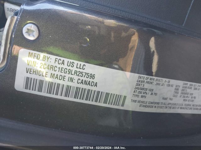 Photo 8 VIN: 2C4RC1EG9LR257596 - CHRYSLER PACIFICA 