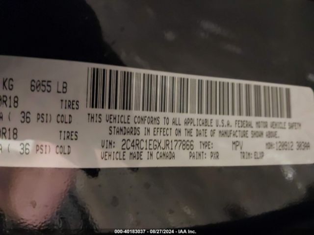 Photo 8 VIN: 2C4RC1EGXJR177866 - CHRYSLER PACIFICA 