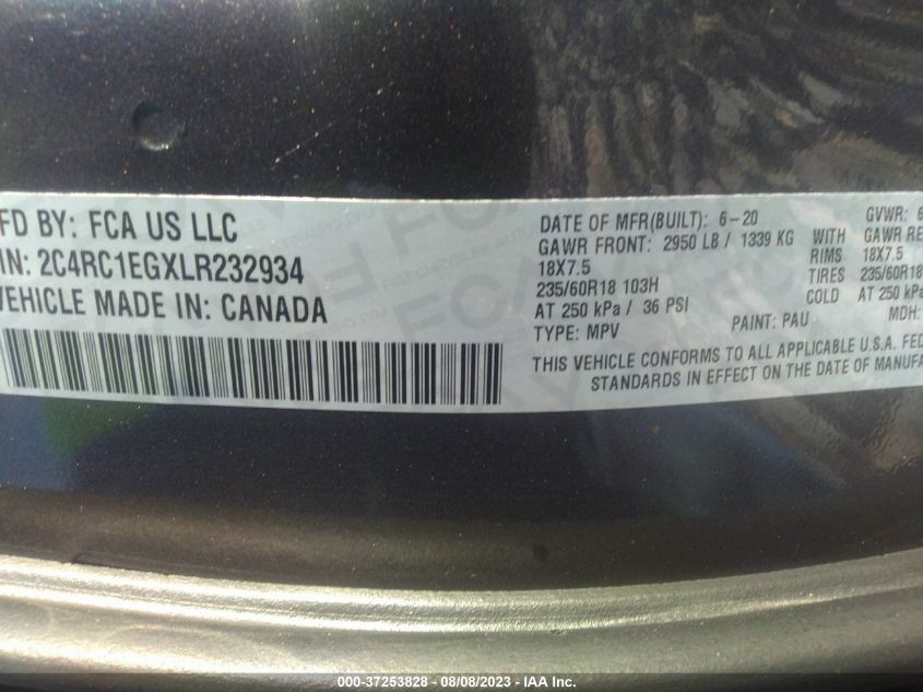 Photo 8 VIN: 2C4RC1EGXLR232934 - CHRYSLER PACIFICA 