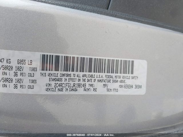 Photo 8 VIN: 2C4RC1FG1JR198149 - CHRYSLER PACIFICA 