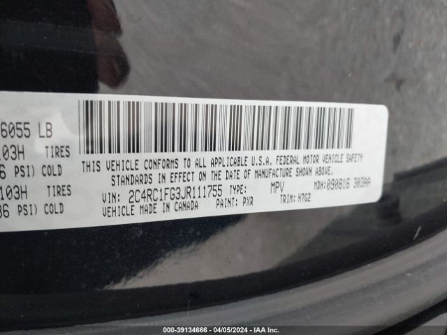 Photo 8 VIN: 2C4RC1FG3JR111755 - CHRYSLER PACIFICA 