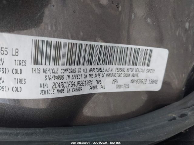 Photo 8 VIN: 2C4RC1FG4JR261034 - CHRYSLER PACIFICA 