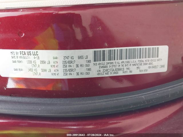 Photo 8 VIN: 2C4RC1FG4JR280019 - CHRYSLER PACIFICA 