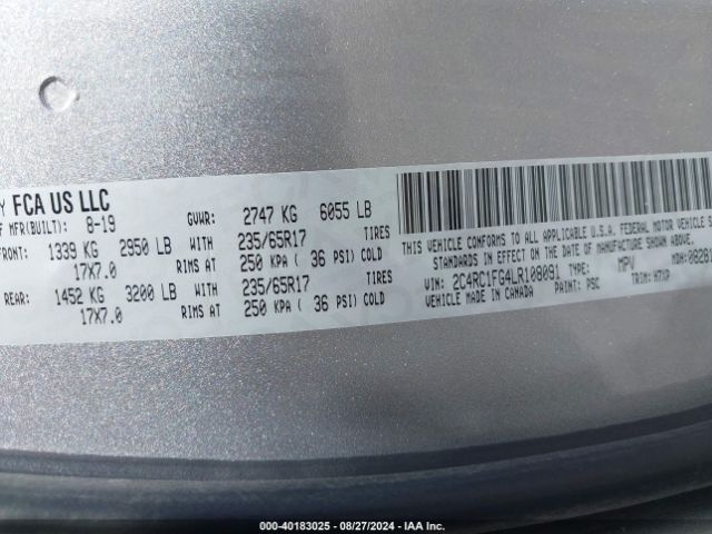 Photo 8 VIN: 2C4RC1FG4LR108091 - CHRYSLER PACIFICA 