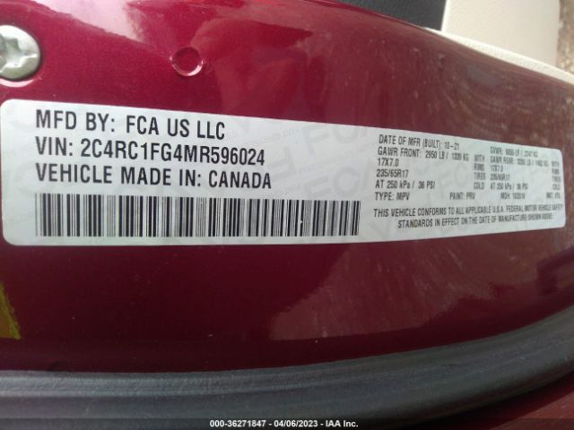 Photo 8 VIN: 2C4RC1FG4MR596024 - CHRYSLER PACIFICA 