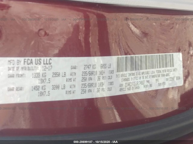 Photo 8 VIN: 2C4RC1FG5JR174937 - CHRYSLER PACIFICA 