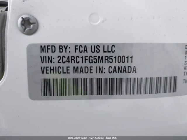 Photo 8 VIN: 2C4RC1FG5MR510011 - CHRYSLER PACIFICA 