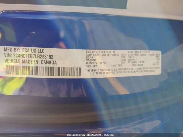 Photo 8 VIN: 2C4RC1FG7LR283192 - CHRYSLER PACIFICA 