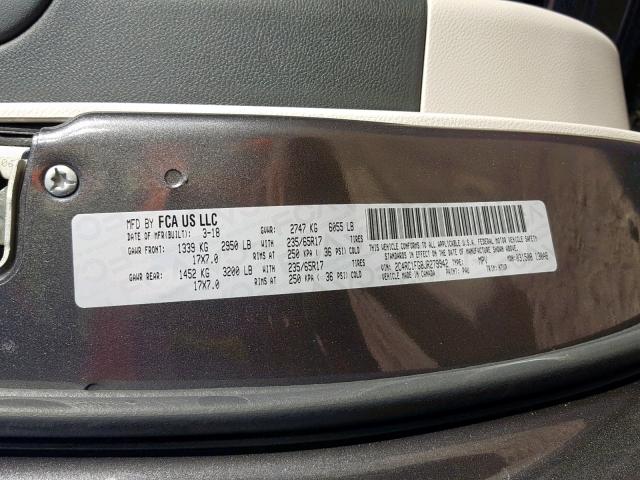 Photo 9 VIN: 2C4RC1FG8JR279942 - CHRYSLER PACIFICA T 