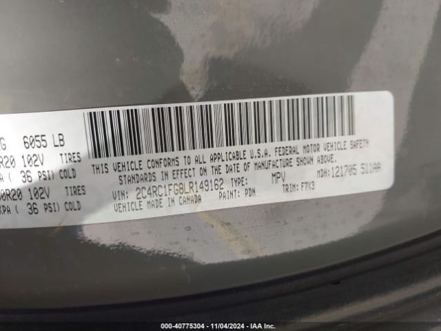 Photo 8 VIN: 2C4RC1FG8LR149162 - CHRYSLER PACIFICA 