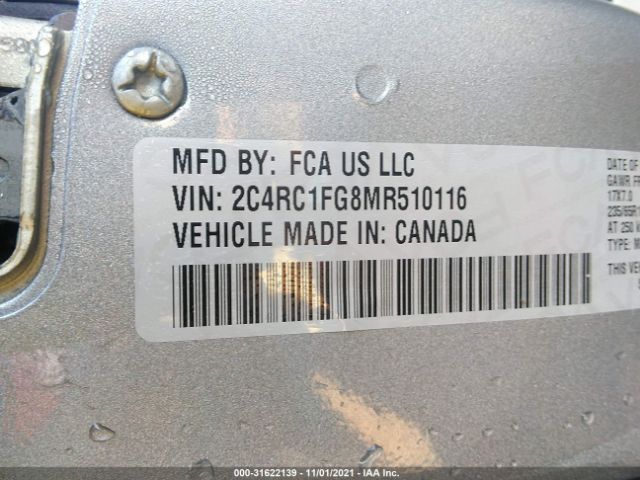 Photo 8 VIN: 2C4RC1FG8MR510116 - CHRYSLER PACIFICA 