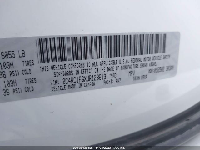 Photo 8 VIN: 2C4RC1FGXJR123613 - CHRYSLER PACIFICA 