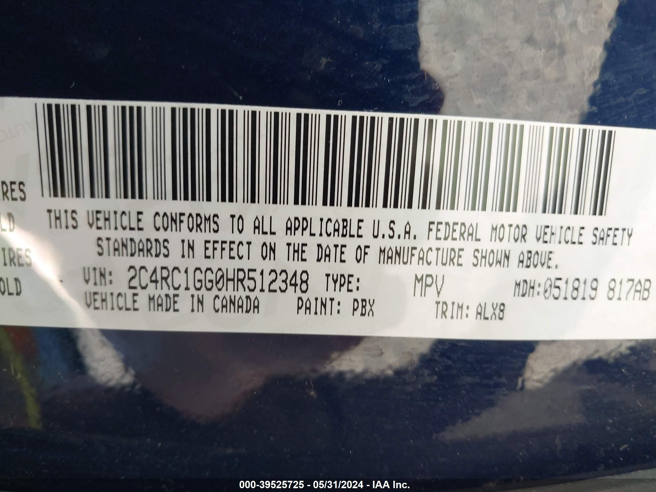 Photo 8 VIN: 2C4RC1GG0HR512348 - CHRYSLER PACIFICA 