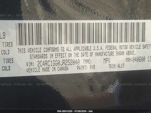 Photo 8 VIN: 2C4RC1GG0JR252040 - CHRYSLER PACIFICA 