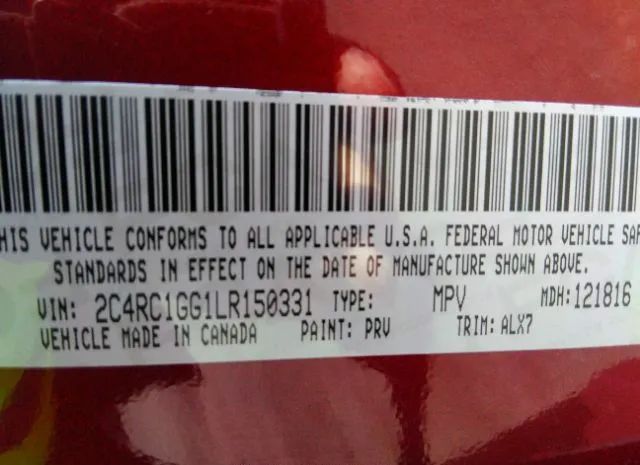 Photo 8 VIN: 2C4RC1GG1LR150331 - CHRYSLER PACIFICA 