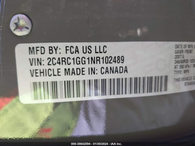 Photo 8 VIN: 2C4RC1GG1NR102489 - CHRYSLER PACIFICA 