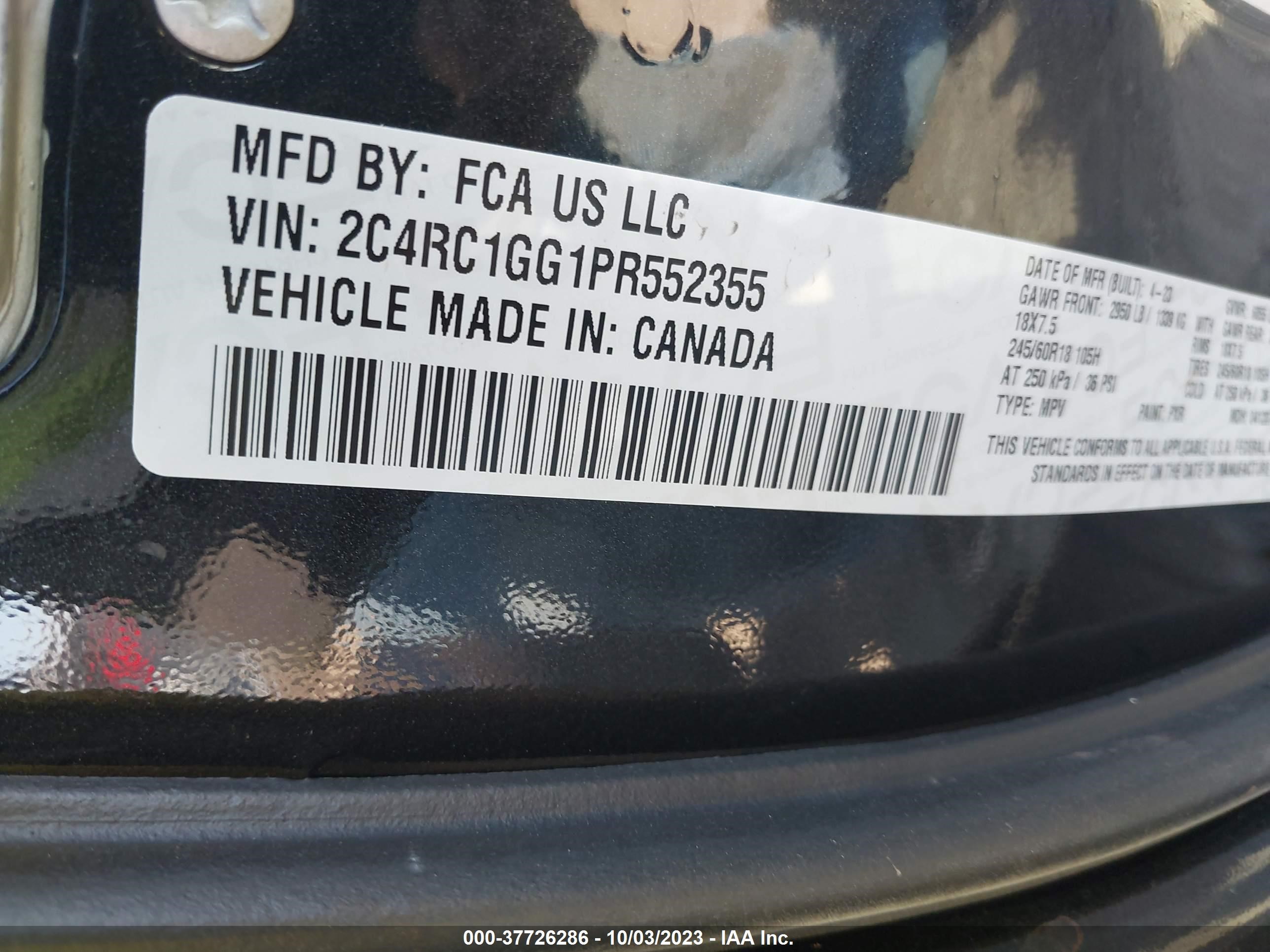 Photo 8 VIN: 2C4RC1GG1PR552355 - CHRYSLER PACIFICA 