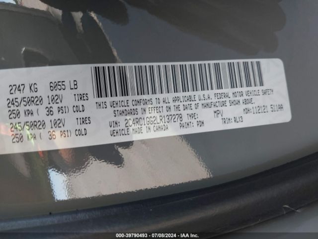 Photo 8 VIN: 2C4RC1GG2LR137278 - CHRYSLER PACIFICA 