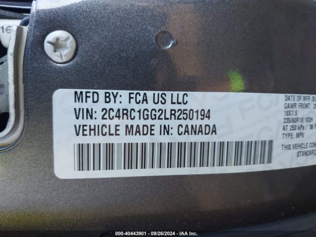 Photo 8 VIN: 2C4RC1GG2LR250194 - CHRYSLER PACIFICA 