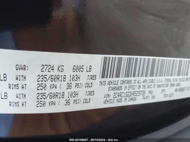 Photo 8 VIN: 2C4RC1GG3HR525739 - CHRYSLER PACIFICA 