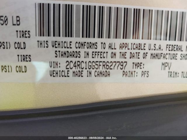 Photo 8 VIN: 2C4RC1GG5FR627797 - CHRYSLER TOWN AND COUNTRY 