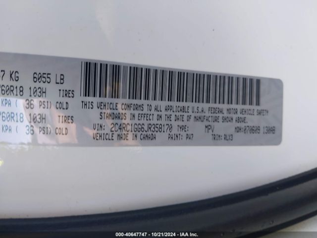 Photo 8 VIN: 2C4RC1GG6JR358170 - CHRYSLER PACIFICA 