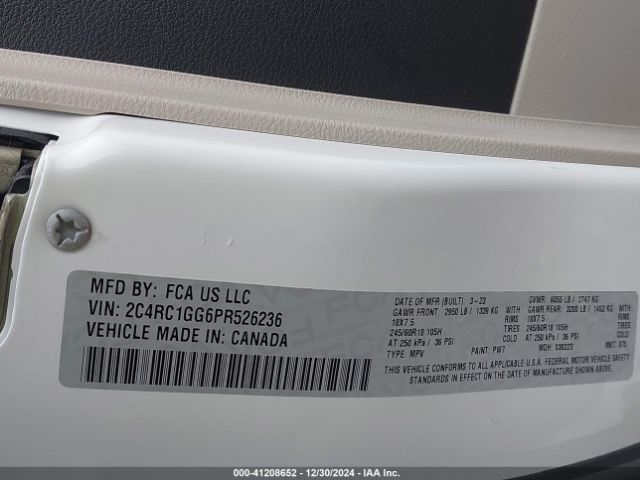 Photo 8 VIN: 2C4RC1GG6PR526236 - CHRYSLER PACIFICA 