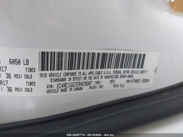 Photo 8 VIN: 2C4RC1GG7ER425607 - CHRYSLER TOWN & COUNTRY 