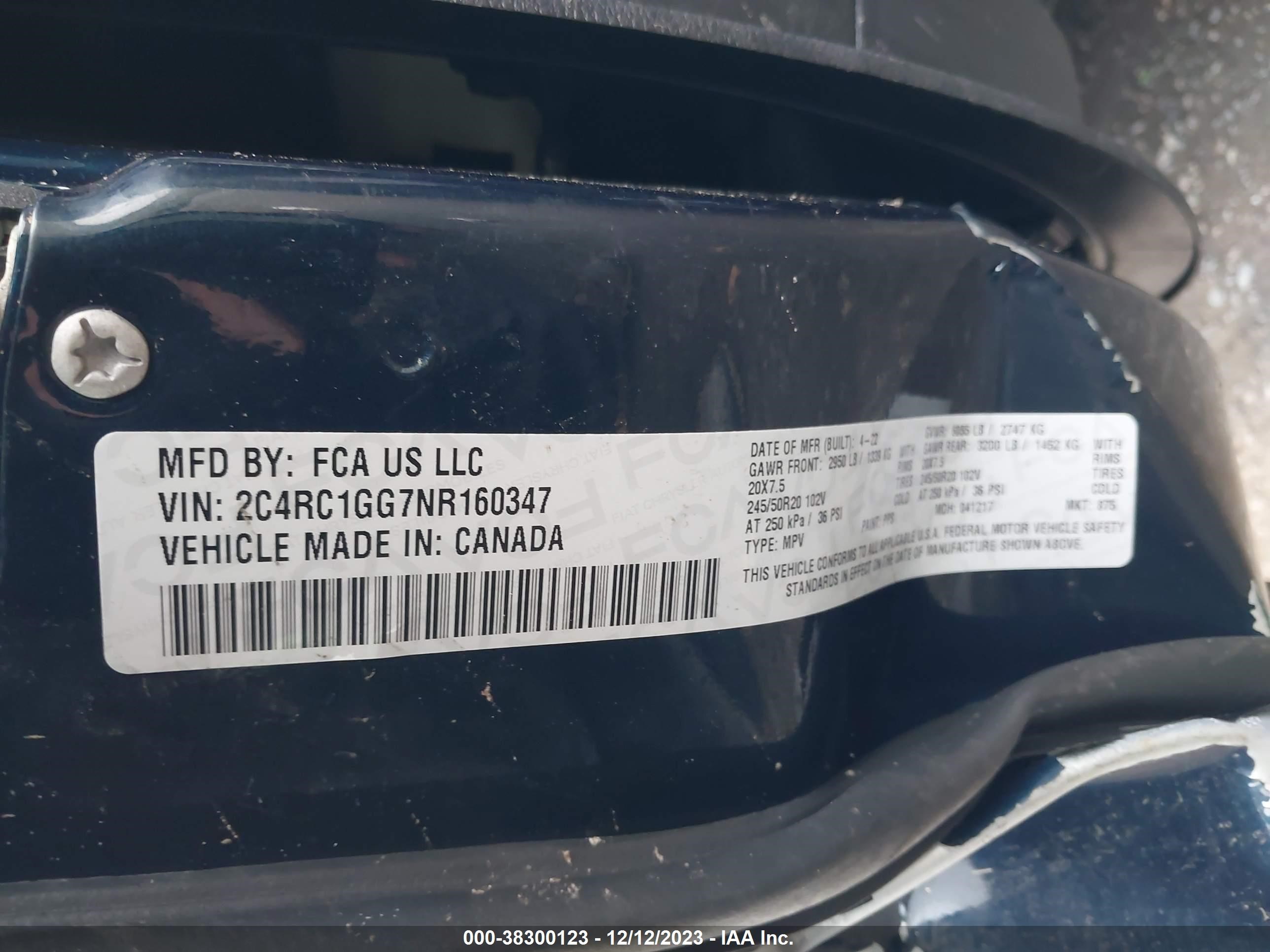 Photo 8 VIN: 2C4RC1GG7NR160347 - CHRYSLER PACIFICA 